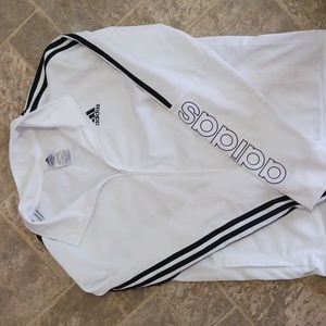adidas White Zip-Up Hoodie with Black Accents